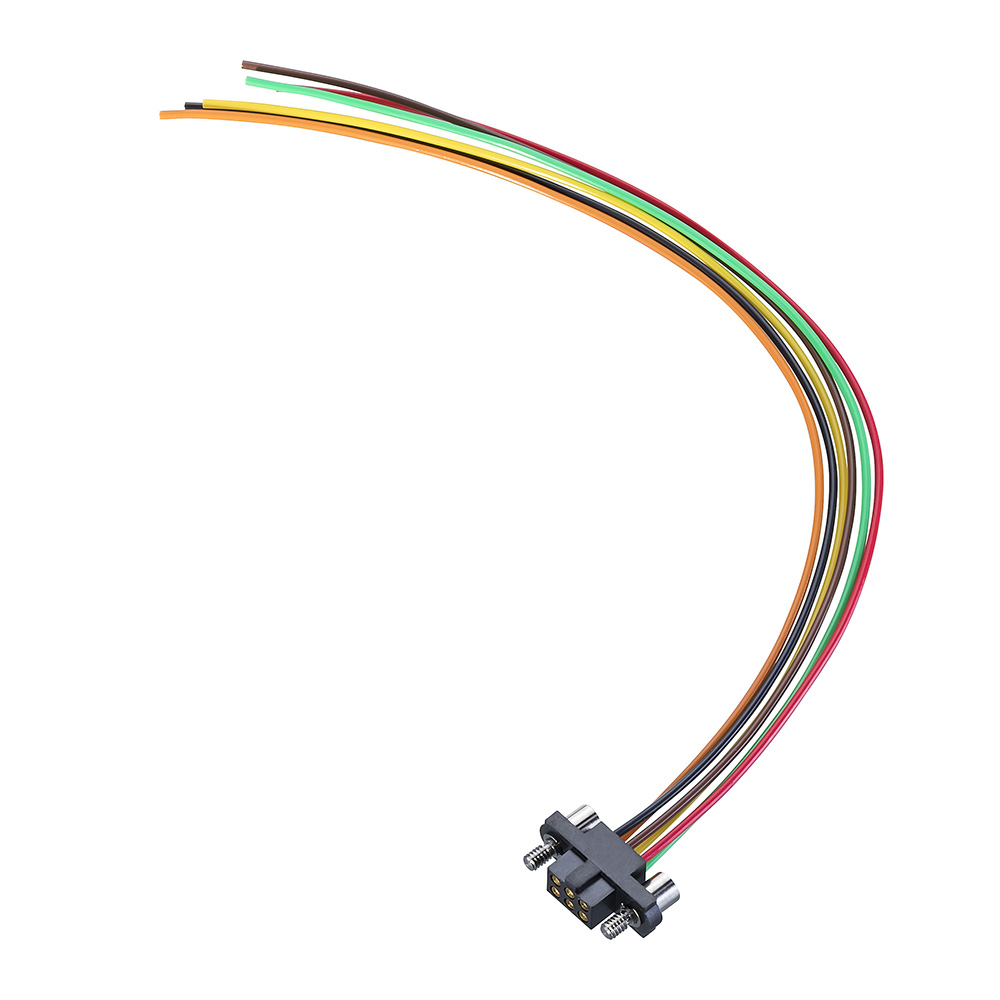 M80-FC30668F2-XXXXL - 3+3 Pos. Female DIL 26AWG Cable Assembly, single-end, Jackscrews