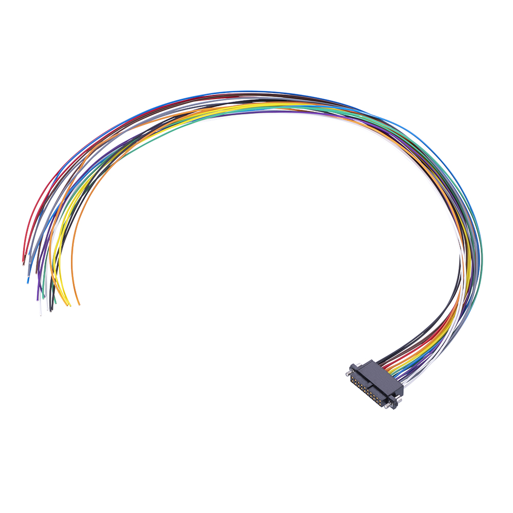 M80-FE12068F2-XXXXL - 10+10 Pos. Female DIL 22 AWG Cable Assembly, single-end, Extended Wall, Jackscrews