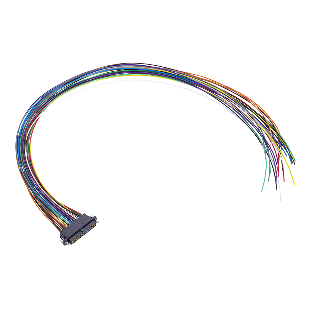 M80-FE22668F2-0450L - 13+13 Pos. Female DIL 24 AWG Cable Assembly, 450mm, single-end, Extended Wall, Jackscrews