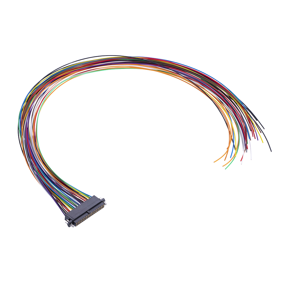 M80-FE23468F2-XXXXL - 17+17 Pos. Female DIL 24AWG Cable Assembly, single-end, Extended Wall, Jackscrews
