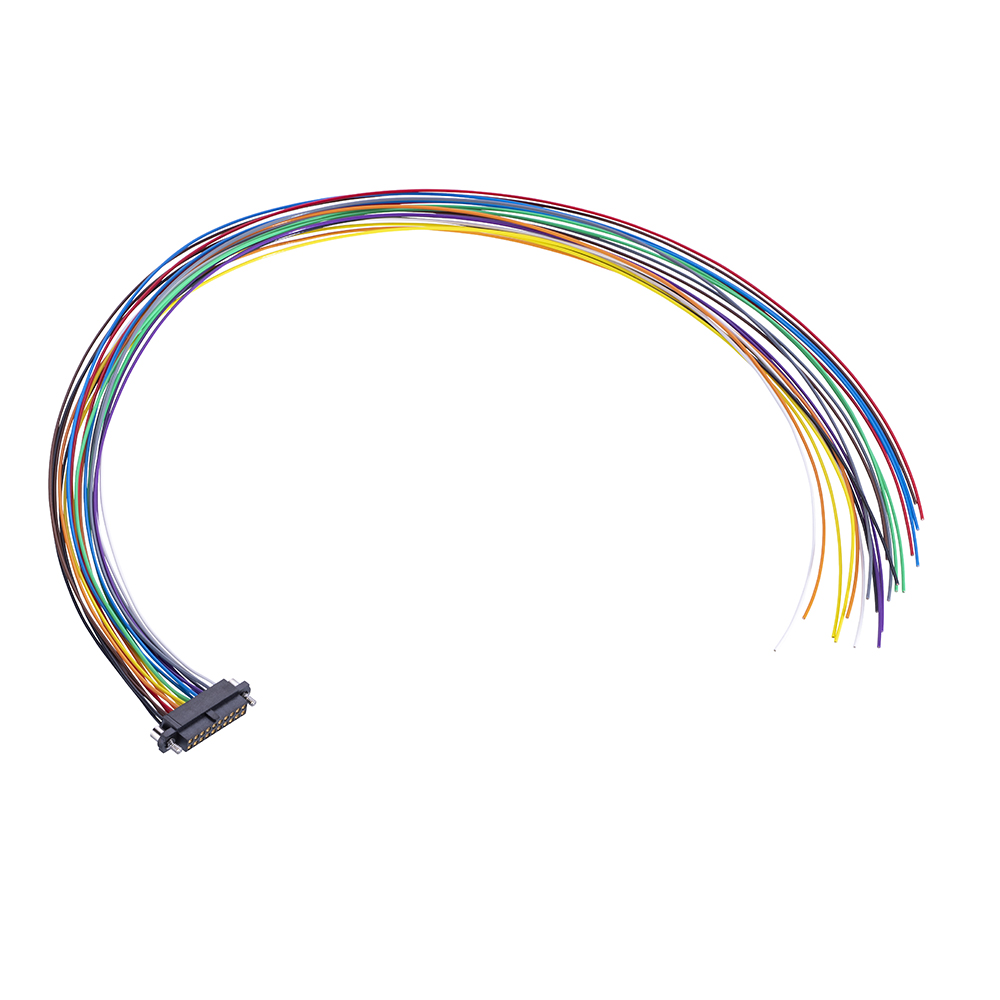 M80-FF42068F2-XXXXL - 10+10 Pos. Female DIL 28 AWG Cable Assembly, single-end, Extended Wall, Jackscrews