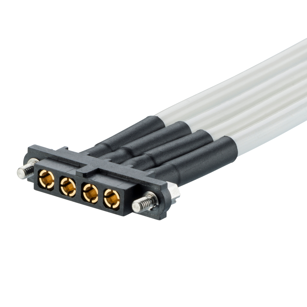 M80-FP1F5-04-XXXX-LXX - 4 Pos. Female SIL 10 AWG Cable Assembly, single-end, Jackscrews