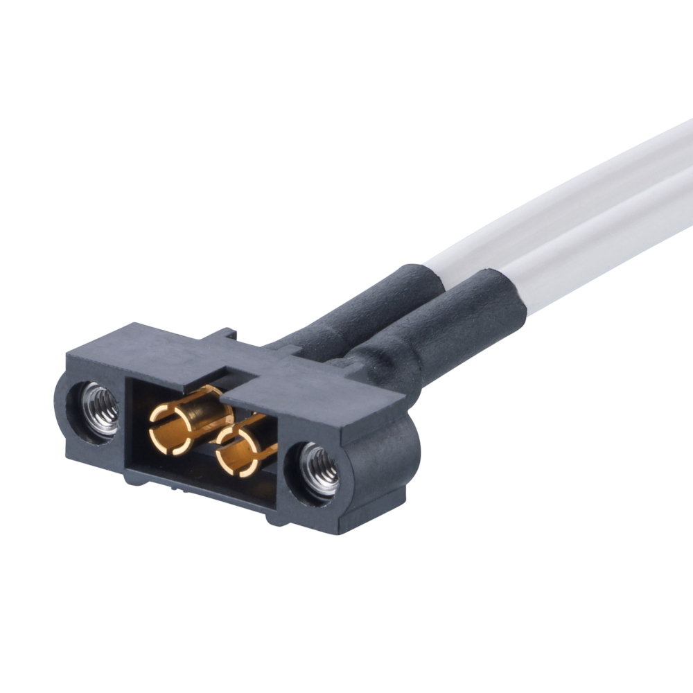 M80-MP135-02-0150-L - 2 Pos. Male SIL 12 AWG Cable Assembly, 150mm, single-end, Jackscrew