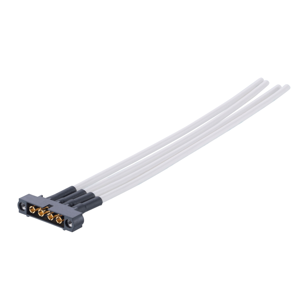 M80-MP135-04-0150-L - 4 Pos. Male SIL 12 AWG Cable Assembly, 150mm, single-end, Jackscrew