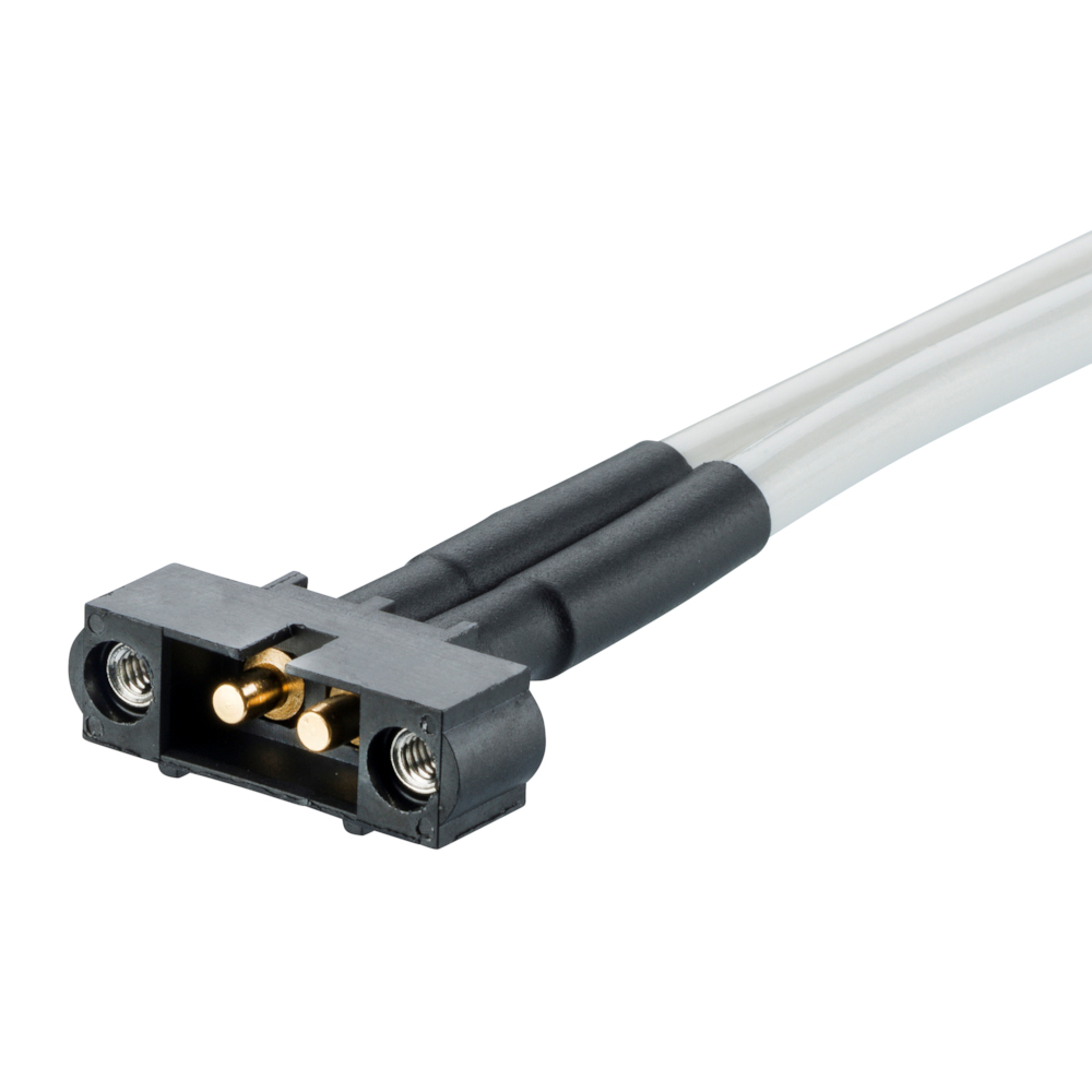 M80-MP1M5-02-0150-L - 2 Pos. Male SIL 10 AWG Cable Assembly, 150mm, single-end, Jackscrew