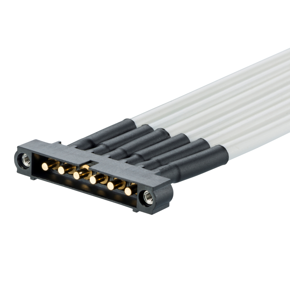 M80-MP1M5-06-XXXX-LXX - 6 Pos. Male SIL 10 AWG Cable Assembly, single-end, Jackscrews