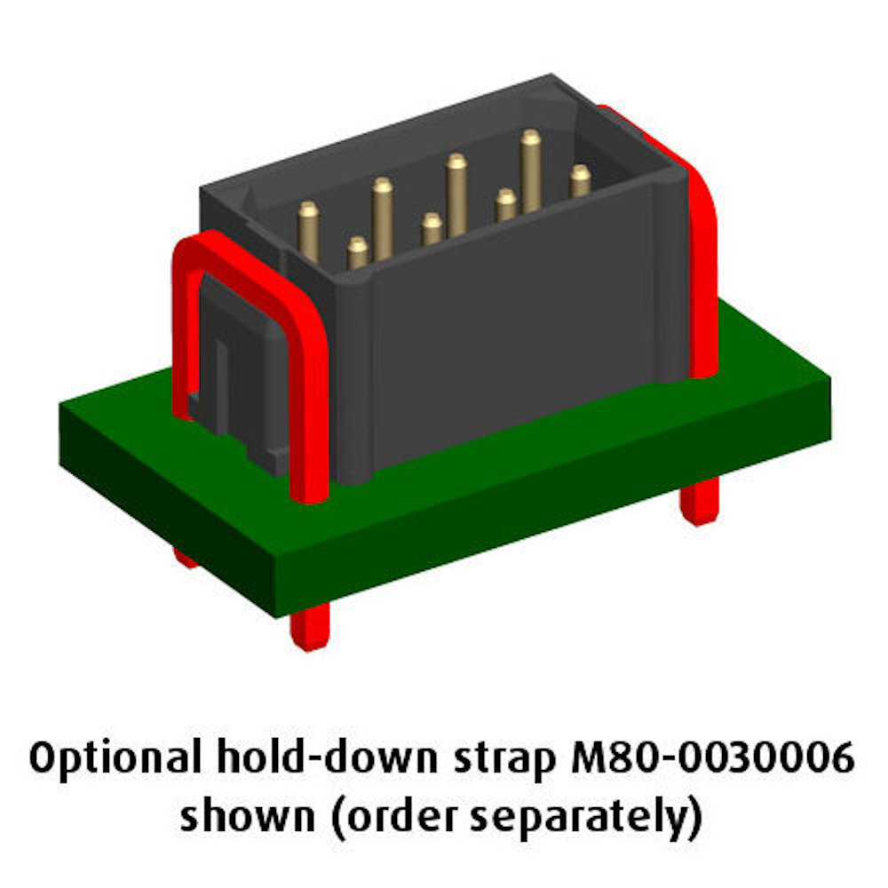 M80-8541845 - 9+9 Pos. Male DIL Vertical Throughboard Conn. No Latches