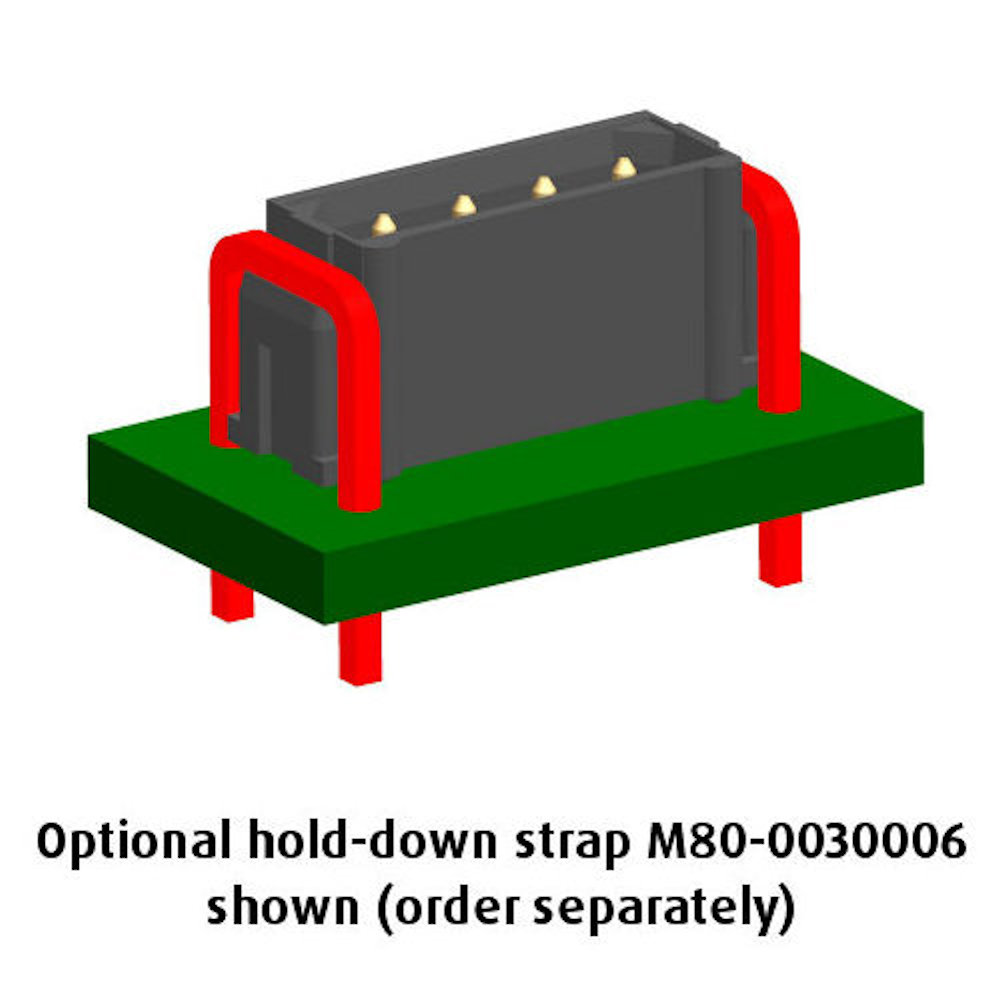 M80-8520545 - 5 Pos. Male SIL Vertical Throughboard Conn. No Latches